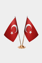 Turkey and Turkey desk flag set with gold pole and base