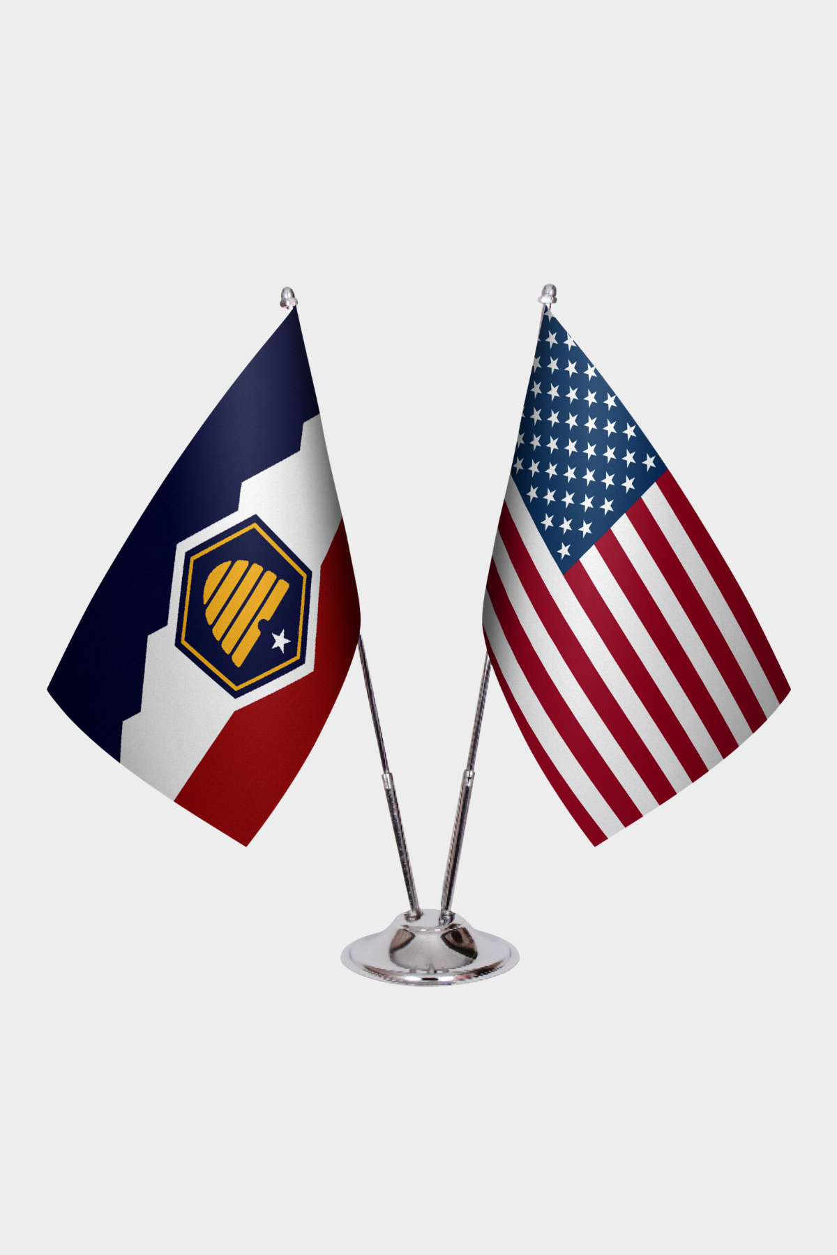 Utah & U.S. Desk Flag Set — Double Satin