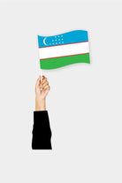 Uzbekistan handheld flag on stick - durable polyester country flag for events and parades