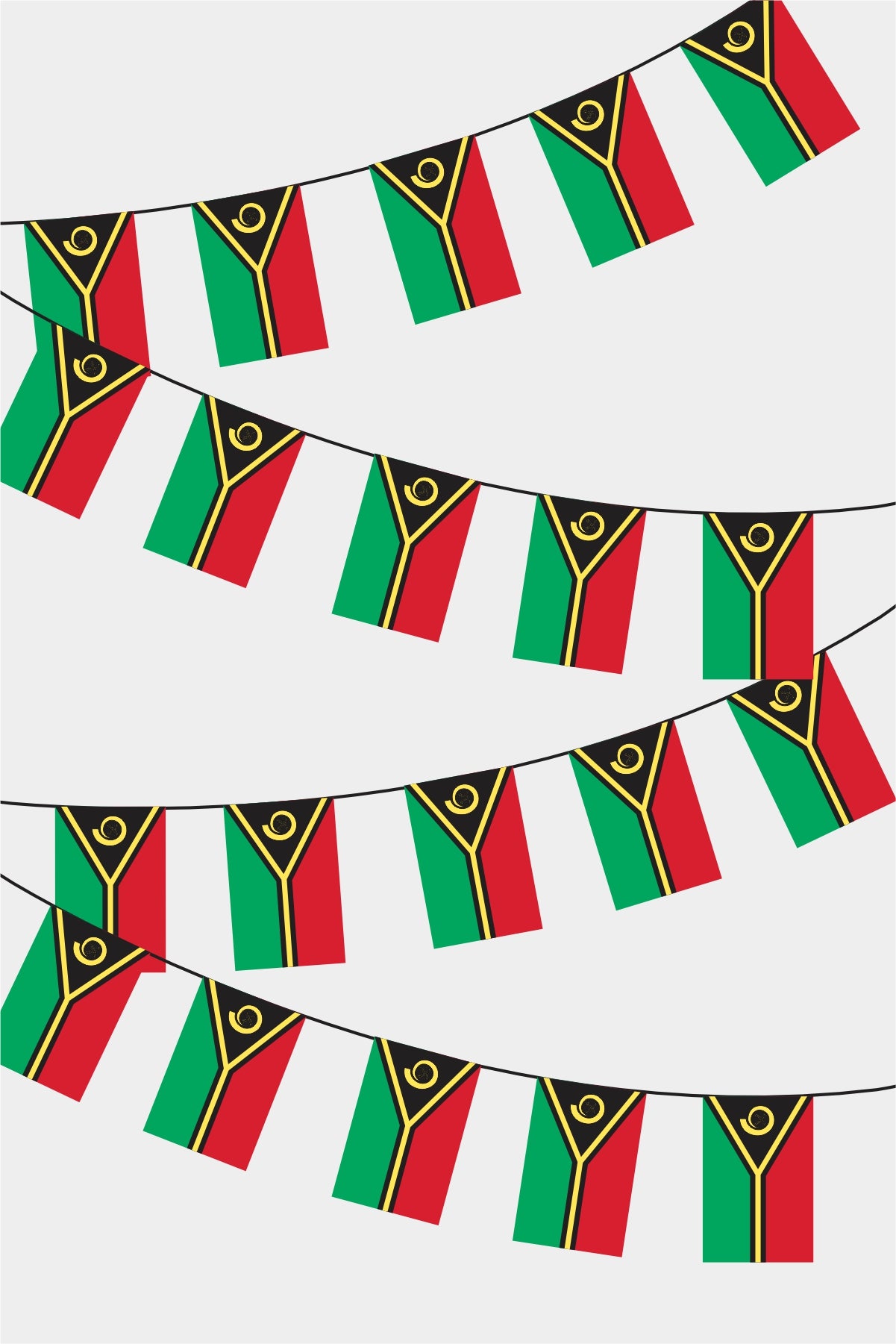 Vanuatu Rectangular Flag Bunting - 50 Meters Premium String Flags for Party Decoration | Professional Quality Raschel Fabric