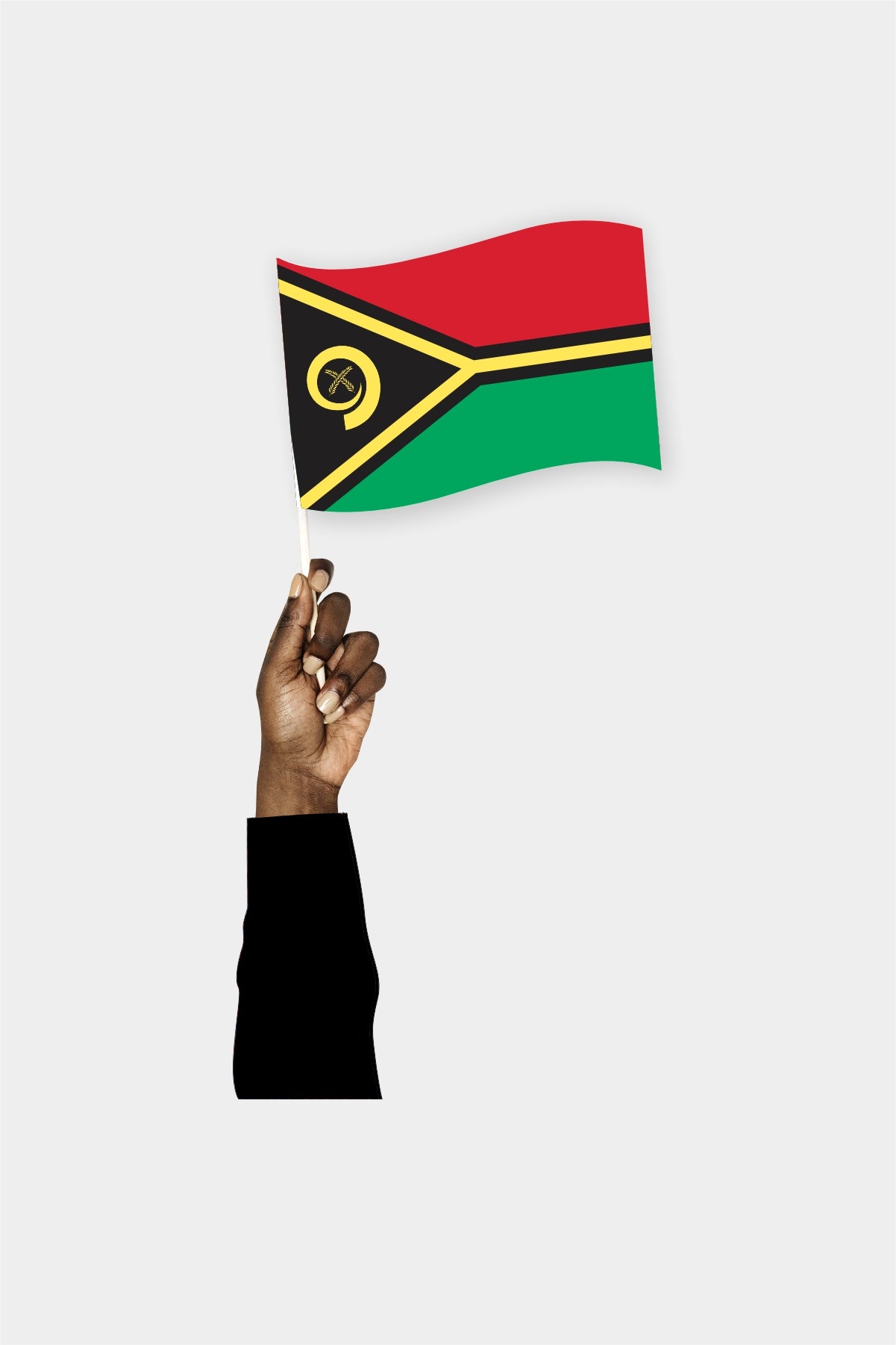 Vanuatu handheld flag on stick - durable polyester country flag for events and parades
