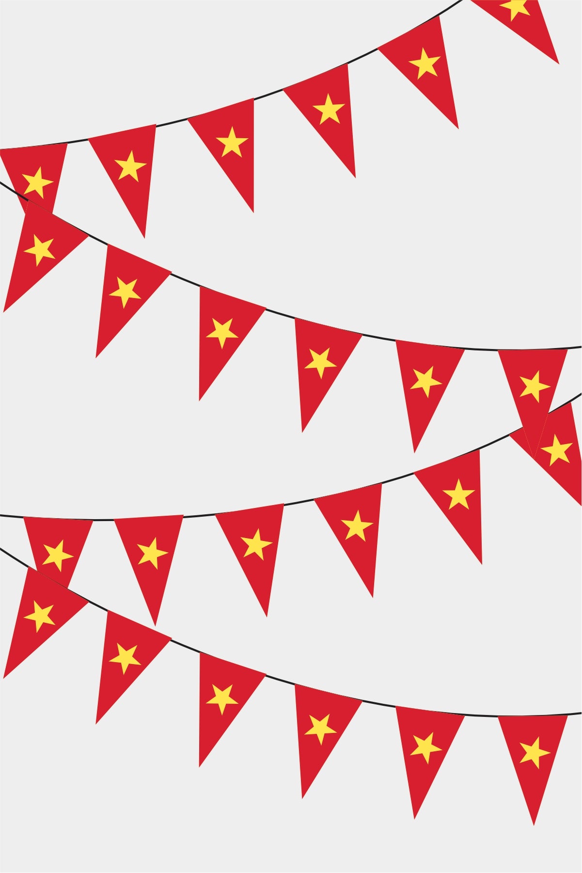 Vietnam Triangular Flag Bunting - 50 Meters Premium Pennant Flags for Party Decoration | Professional Quality Raschel Fabric