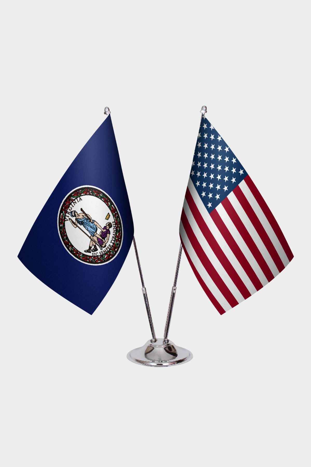 Virginia & U.S. Desk Flag Set — Double Satin