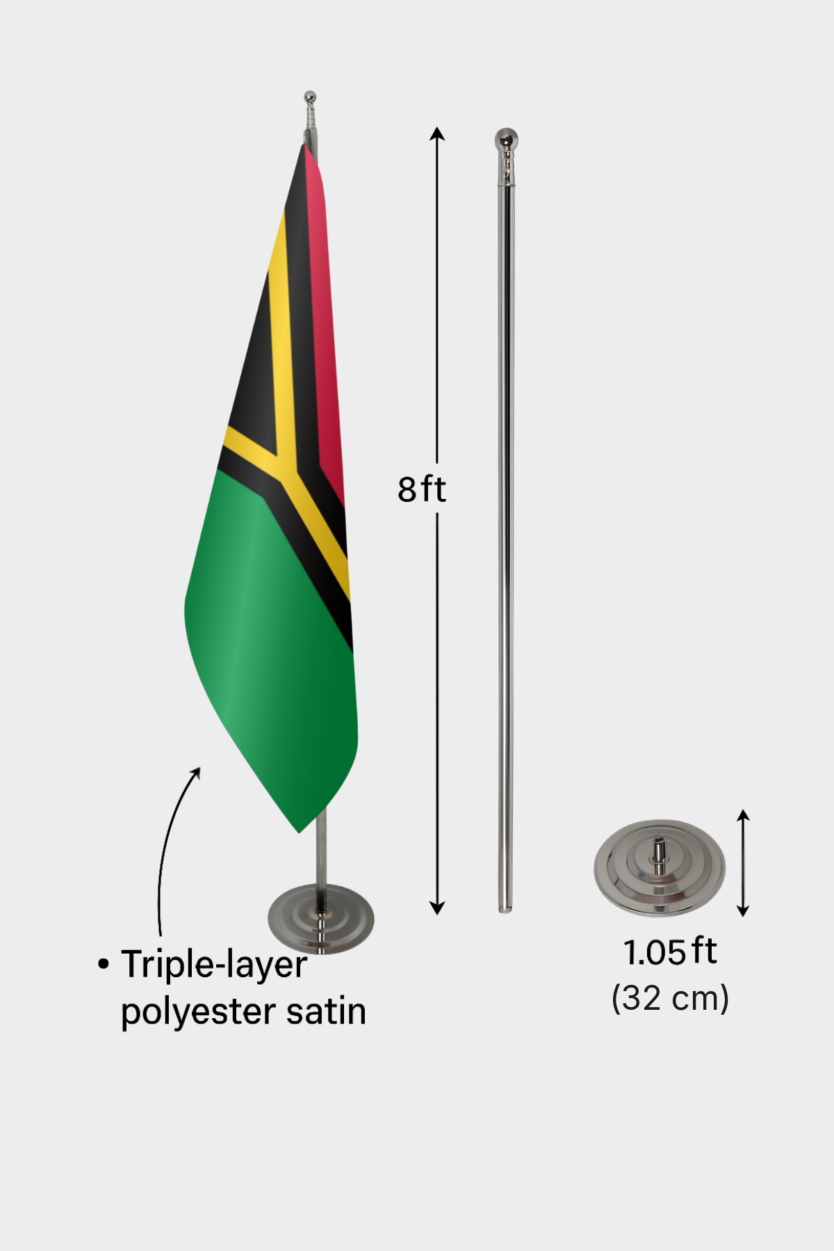 Vanuatu Indoor Flag — Premium Satin Close-up