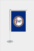 Virginia state desk flag with chrome L-shaped stand - premium double-layer satin office flag