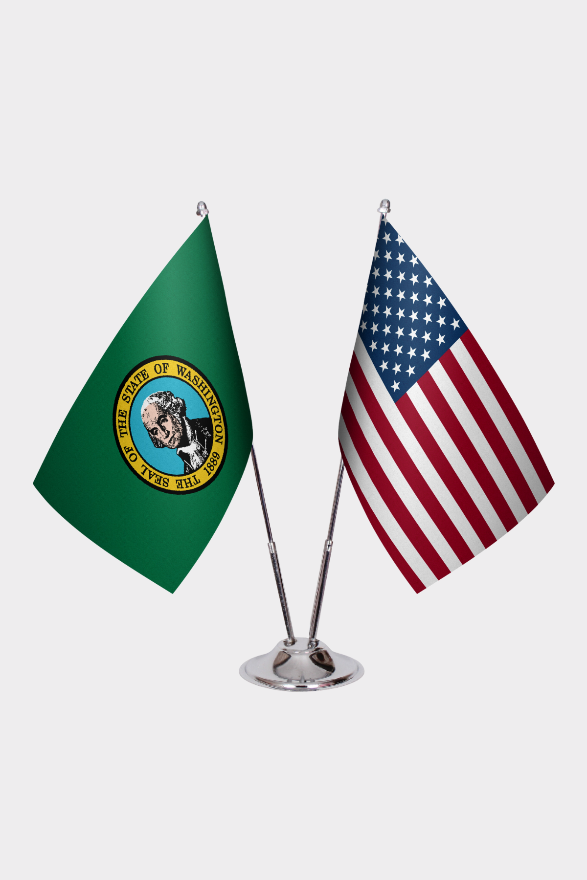 Washington & U.S. Desk Flag Set — Double Satin