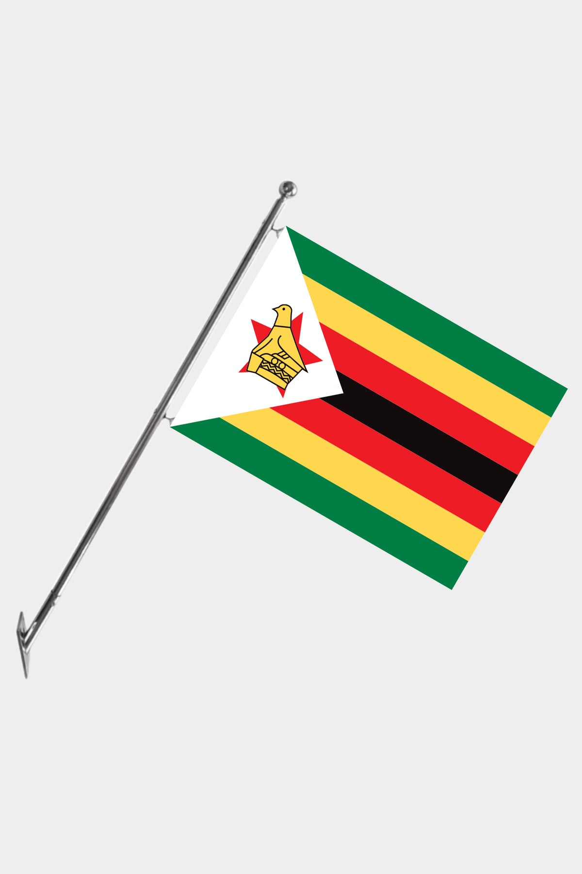 Zimbabwe Wall-Mounted Telescopic Flagpole Set — Polyester