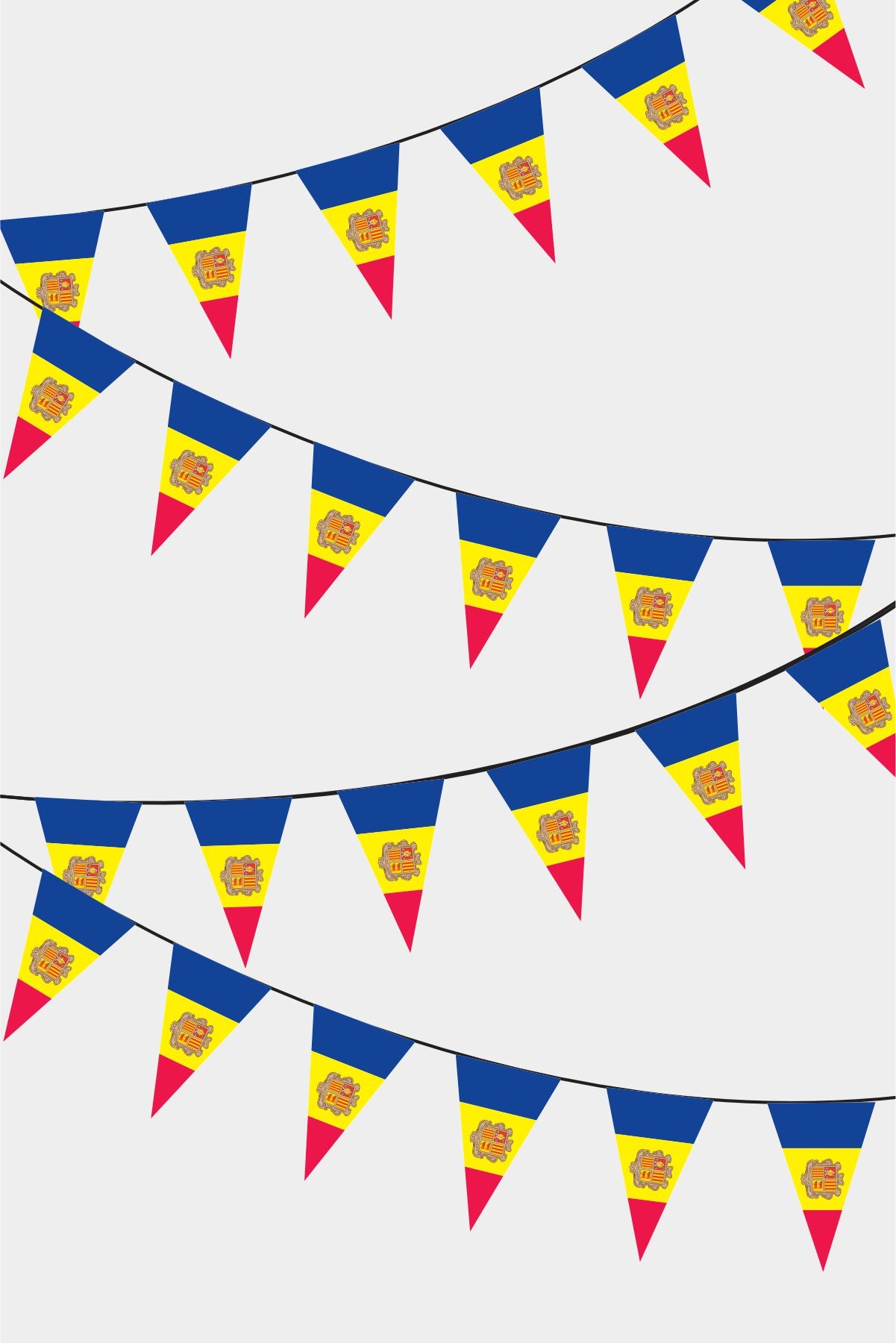 Andorra Triangular Flag Bunting - 50 Meters Premium Pennant Flags for Party Decoration | Professional Quality Raschel Fabric
