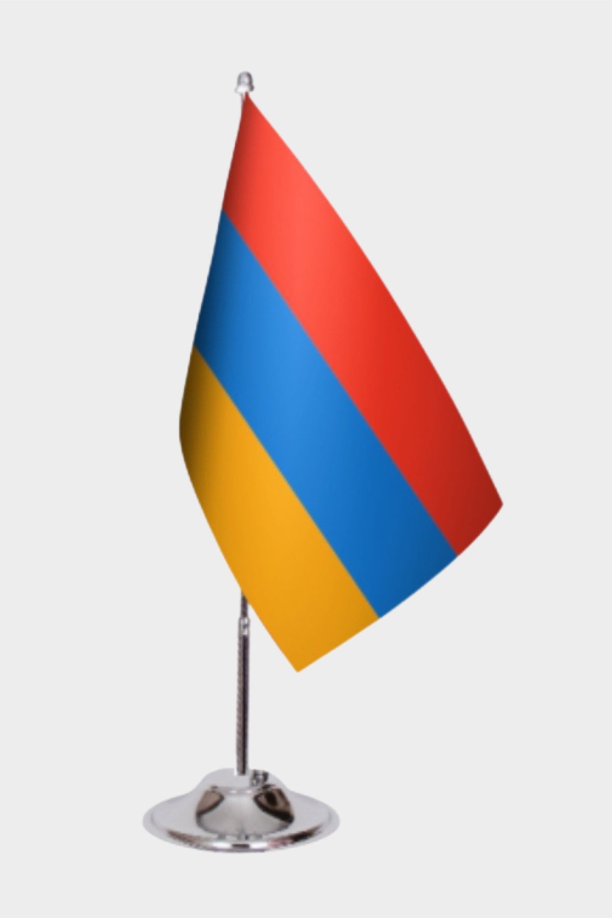 Armenia Desk Flag - Premium Double-Layer Satin with Chrome L-Shaped Stand | Professional Quality Country Desk Flag for Government Offices and Institutions