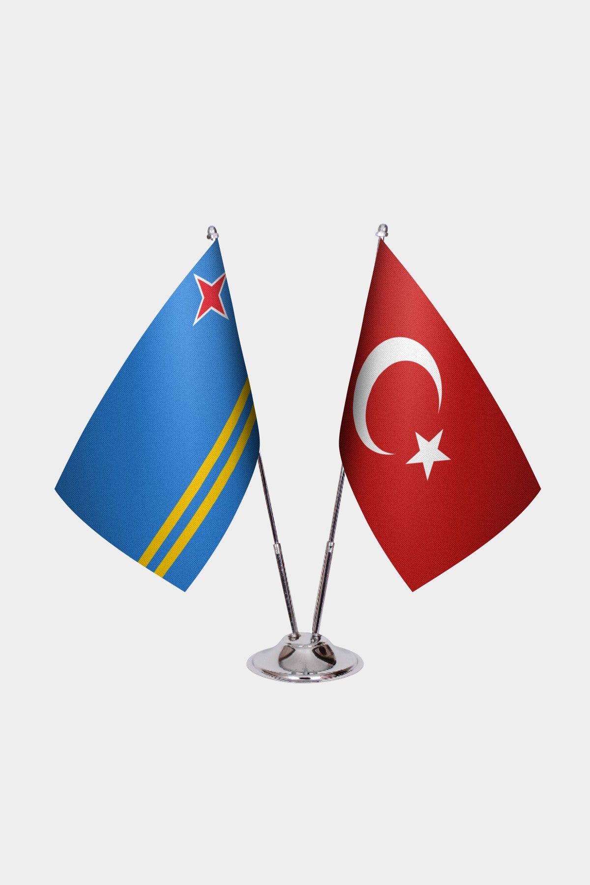 Aruba & Turkey Desk Flag Set — gold pole option