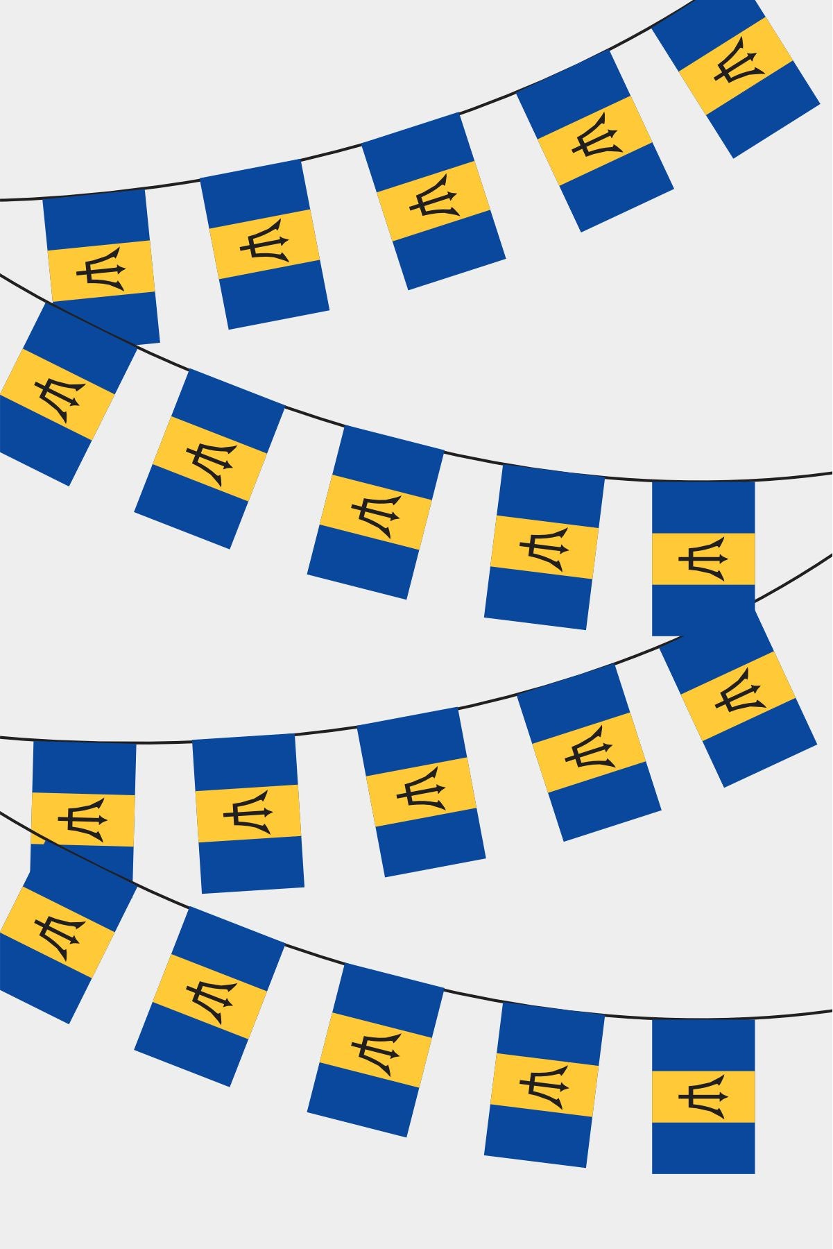 Barbados Rectangular Flag Bunting - 50 Meters Premium String Flags for Party Decoration | Professional Quality Raschel Fabric