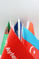Logo Printed 5-Flag Desk Flag with chrome poles, 15 × 22.5 cm flags on a weighted base (2)