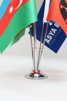 Logo Printed 5-Flag Desk Flag with chrome poles, 15 × 22.5 cm flags on a weighted base (3)