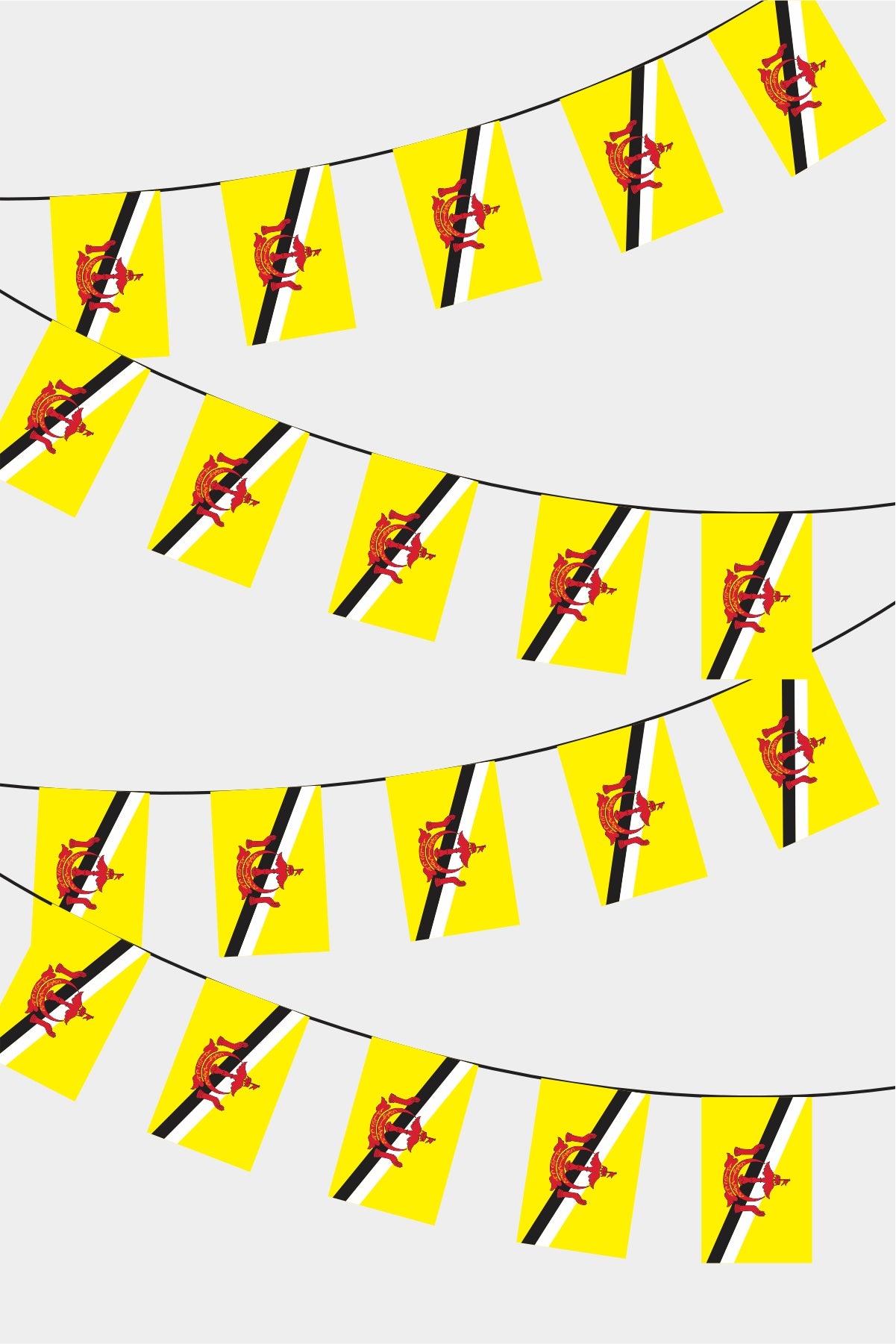 Brunei Rectangular Flag Bunting - 50 Meters Premium String Flags for Party Decoration | Professional Quality Raschel Fabric