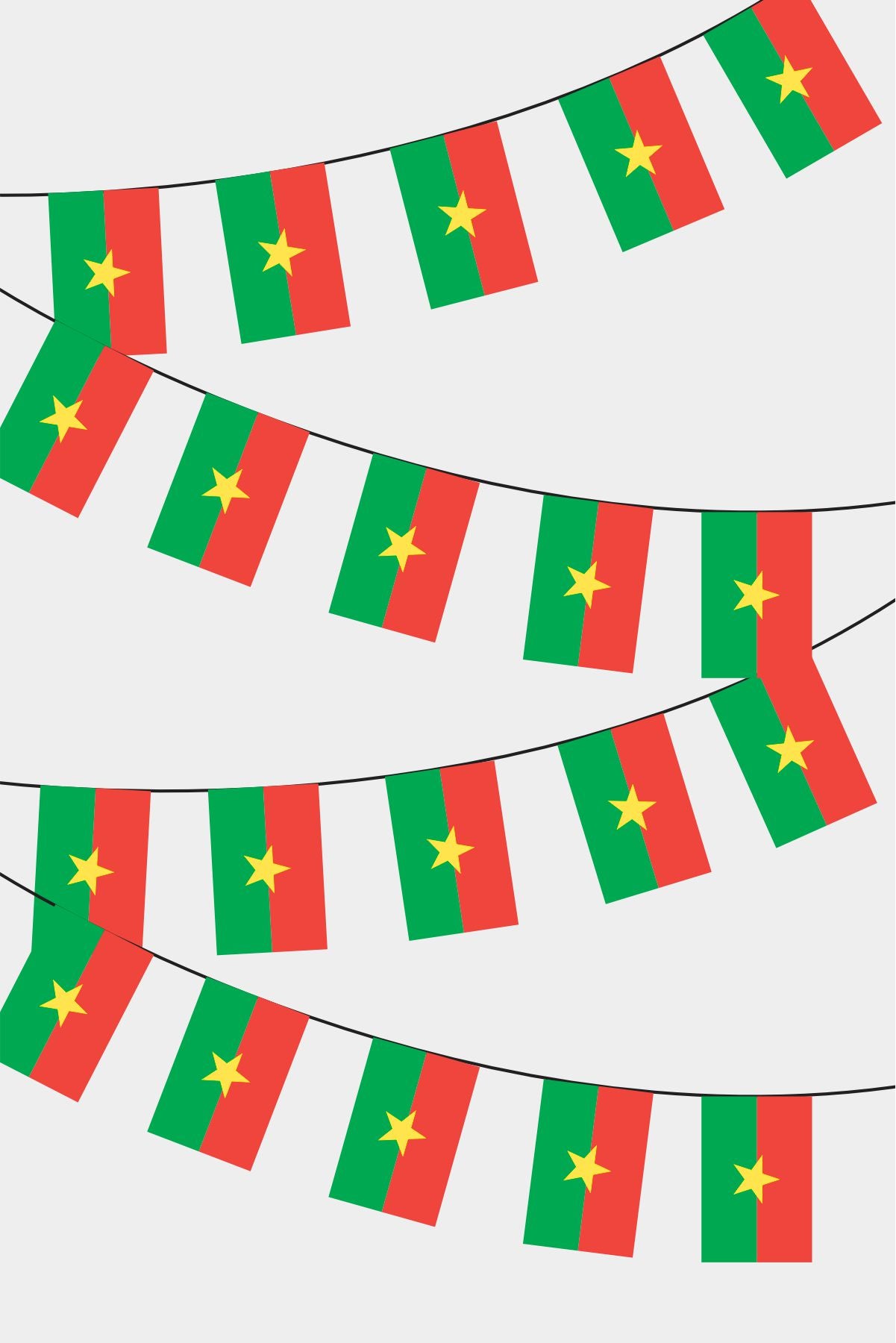 Burkino Faso Rectangular Flag Bunting - 50 Meters Premium String Flags for Party Decoration | Professional Quality Raschel Fabric