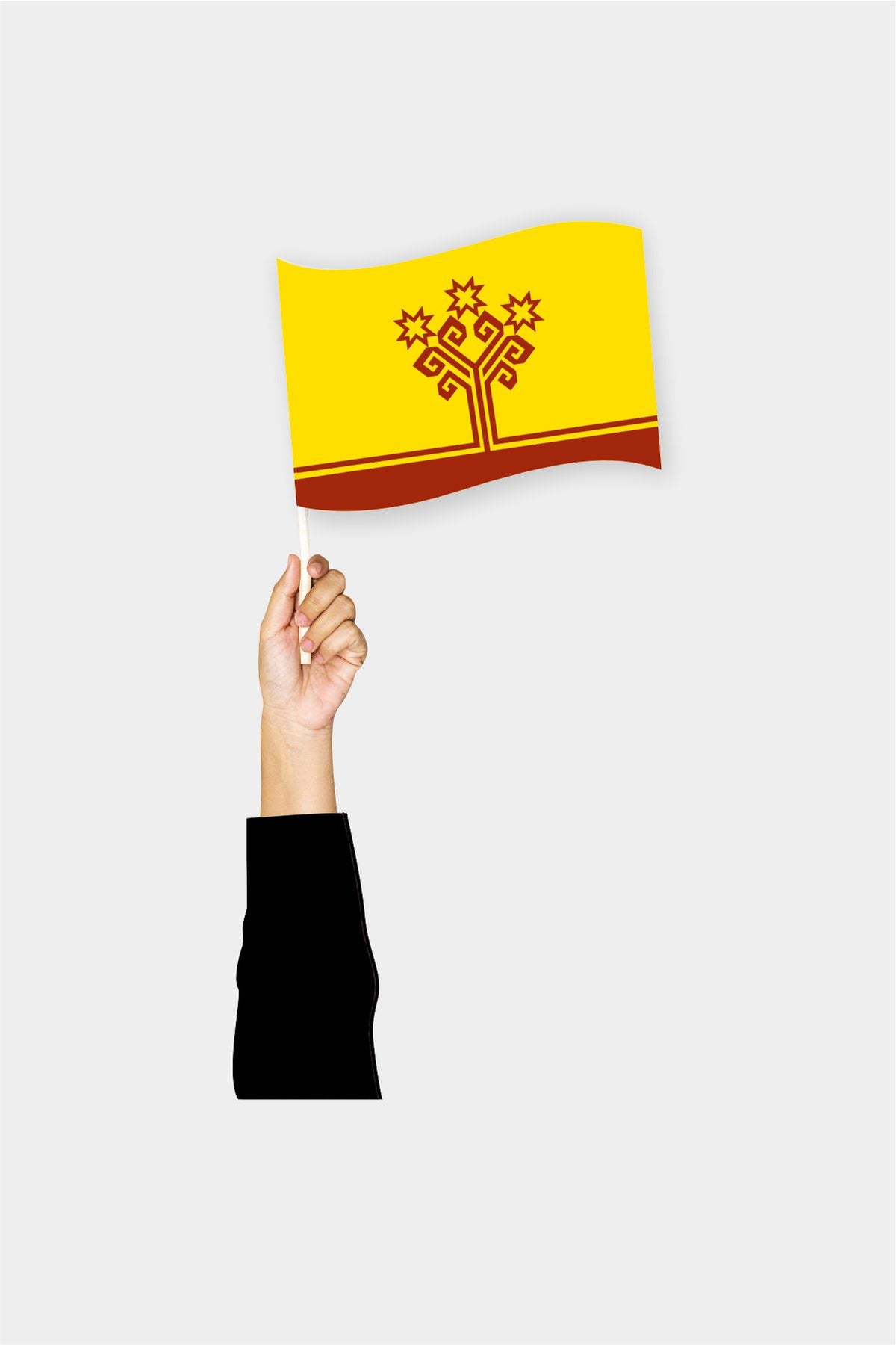 Chuvashia handheld flag on stick - durable polyester country flag for events and parades