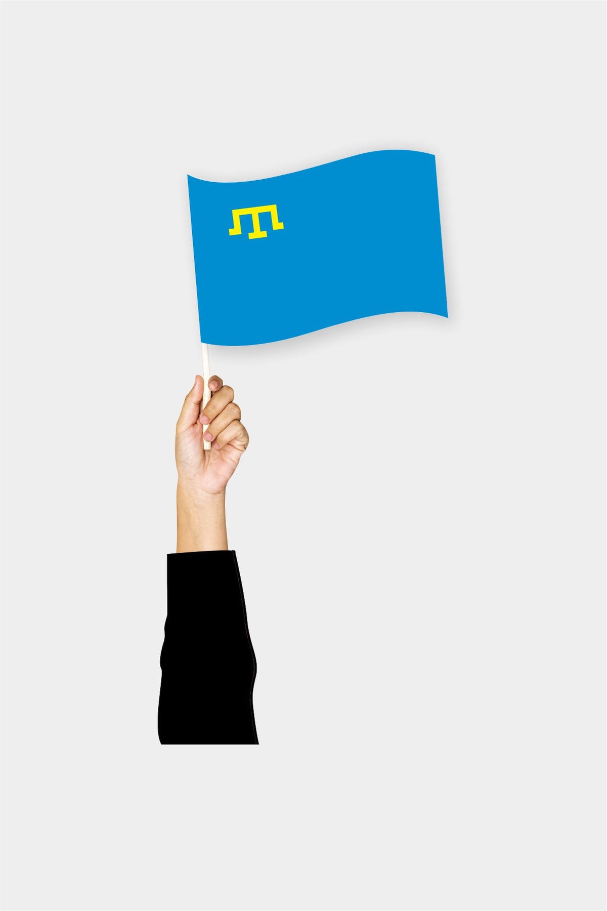 Crimean Tatar handheld flag on stick - durable polyester country flag for events and parades
