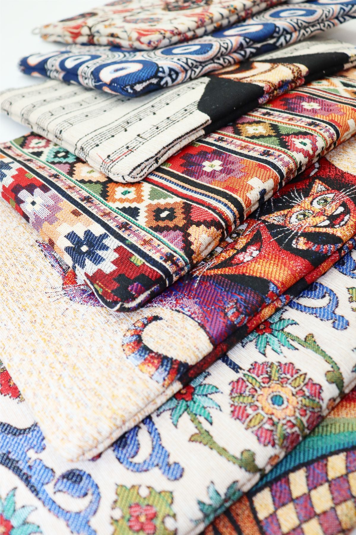 Close-up of the woven jacquard fabric texture