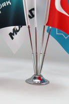 Logo Printed Quadruple Desk Flag with chrome poles, 15 × 22.5 cm flags on a weighted base (3)