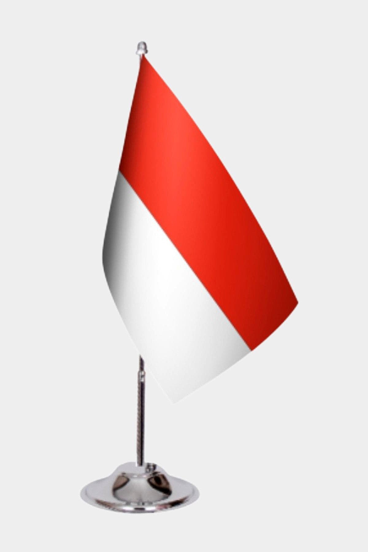 Indonesia Desk Flag - Premium Double-Layer Satin with Chrome L-Shaped Stand | Professional Quality Country Desk Flag for Government Offices and Institutions