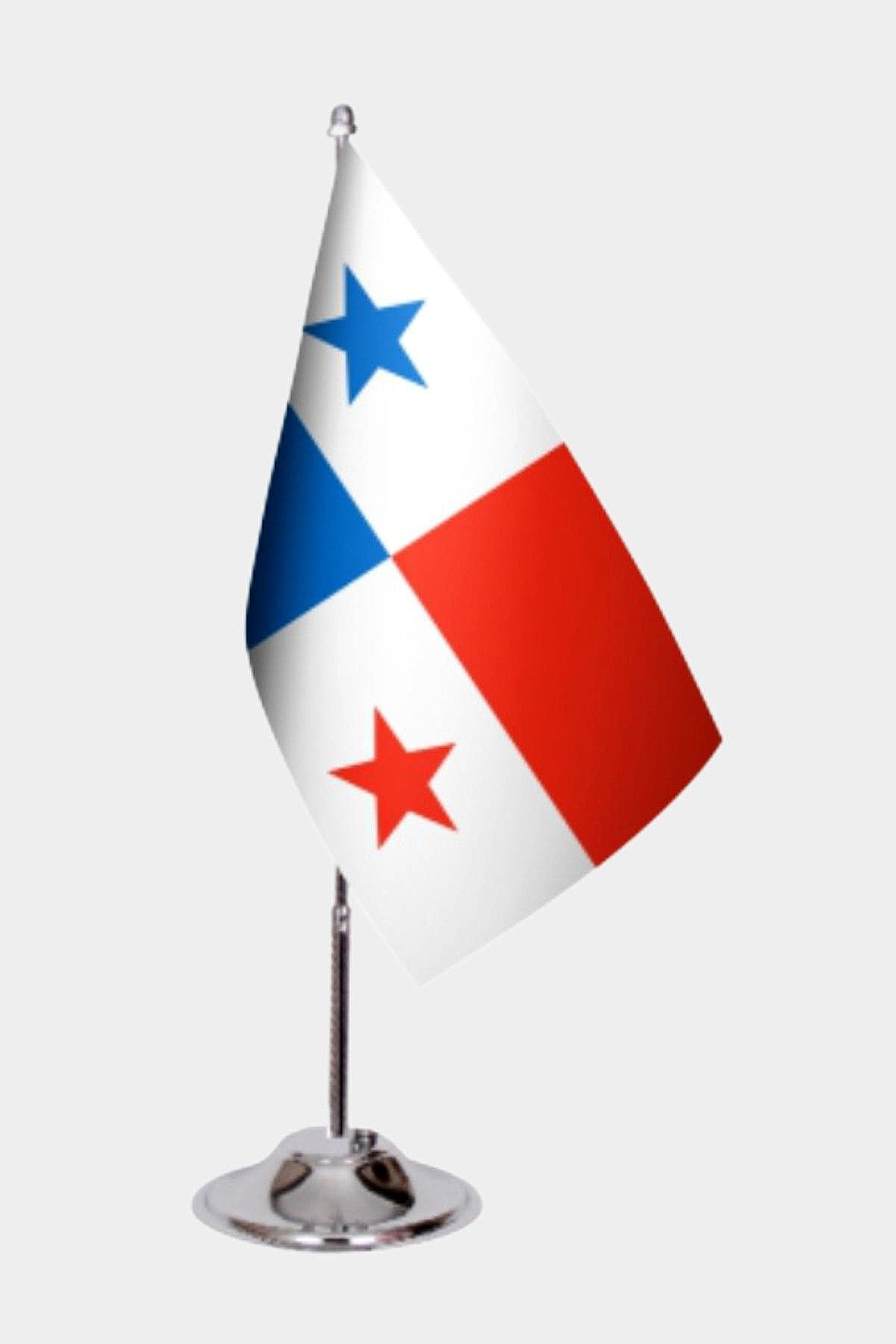 Panama Desk Flag - Premium Double-Layer Satin with Chrome L-Shaped Stand | Professional Quality Country Desk Flag for Government Offices and Institutions