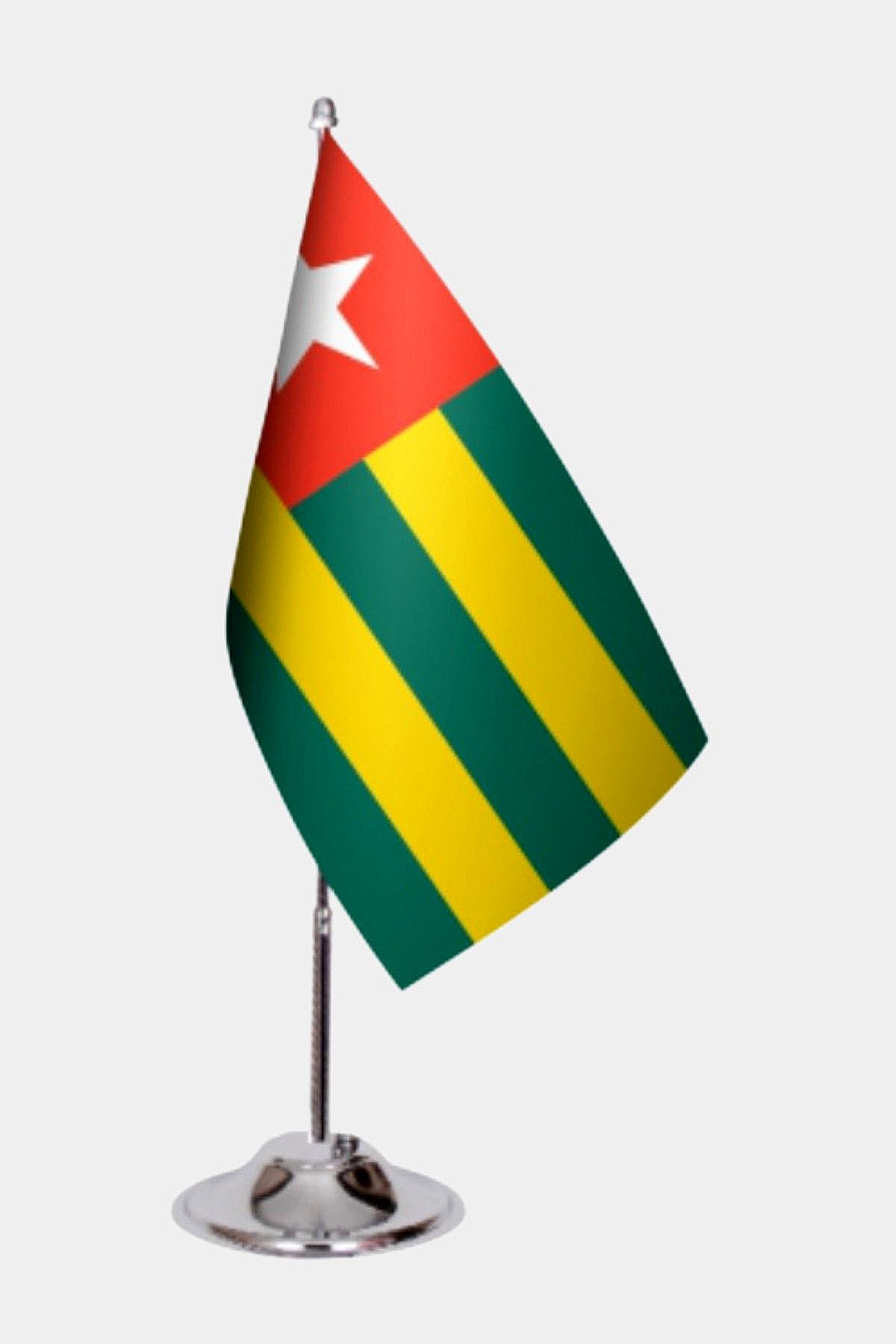 Togo Desk Flag - Premium Double-Layer Satin with Chrome L-Shaped Stand | Professional Quality Country Desk Flag for Government Offices and Institutions