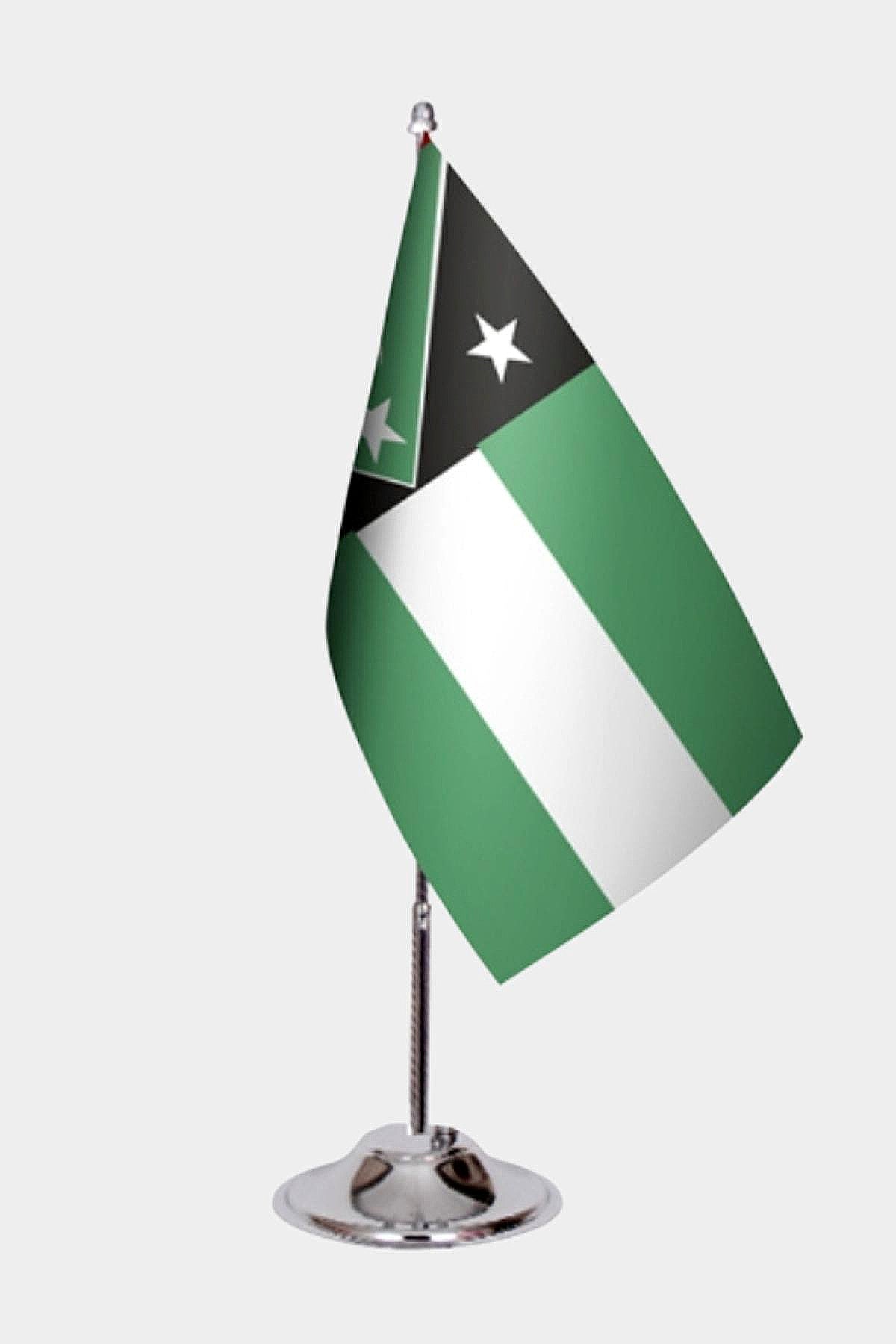 Turks of Western Thrace Desk Flag - Premium Double-Layer Satin with Chrome L-Shaped Stand | Professional Quality Country Desk Flag for Government Offices and Institutions