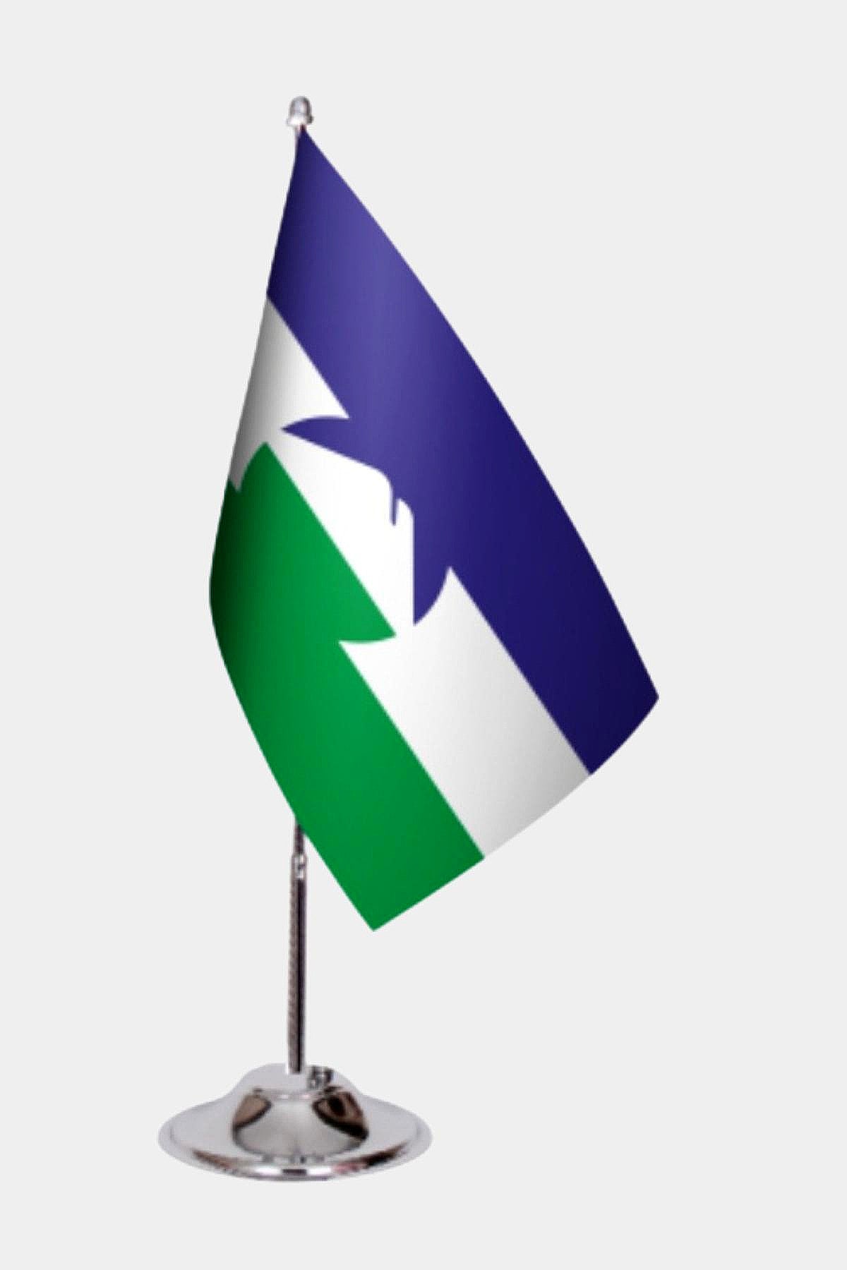 Karachay-Balkar Desk Flag - Premium Double-Layer Satin with Chrome L-Shaped Stand | Professional Quality Country Desk Flag for Government Offices and Institutions