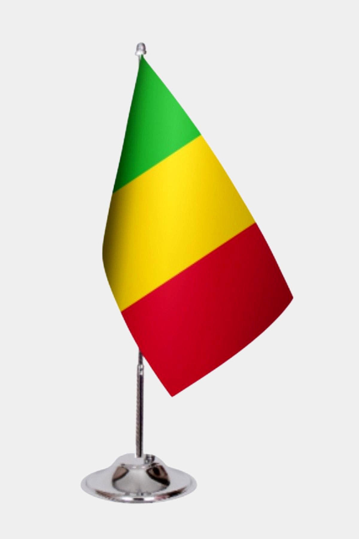 Mali Desk Flag - Premium Double-Layer Satin with Chrome L-Shaped Stand | Professional Quality Country Desk Flag for Government Offices and Institutions