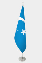 Drapeau officiel d'intérieur du Turkestan oriental — mât chromé