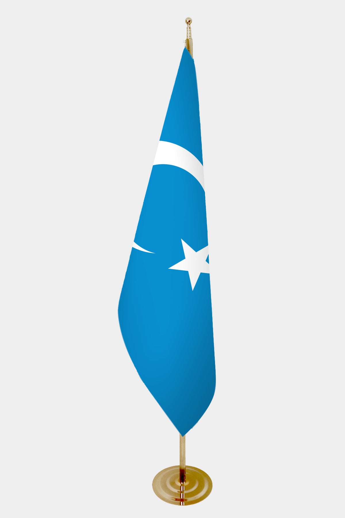 East Turkestan Official Indoor Flag — Double Satin, Gold Pole