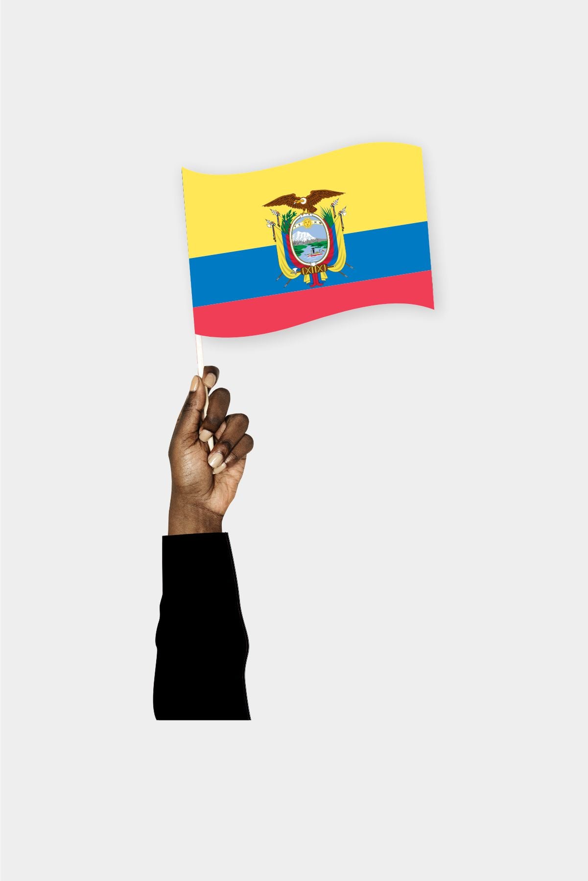 Ecuador handheld flag on stick - durable polyester country flag for events and parades