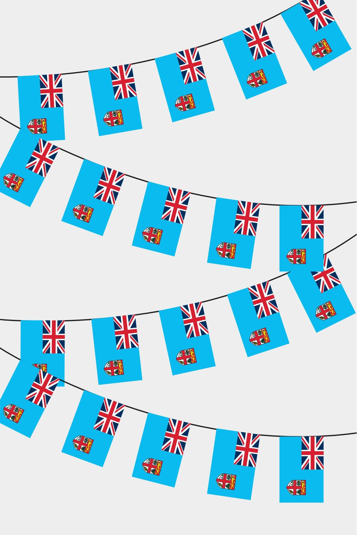 Fiji Rectangular Flag Bunting - 50 Meters Premium String Flags for Party Decoration | Professional Quality Raschel Fabric