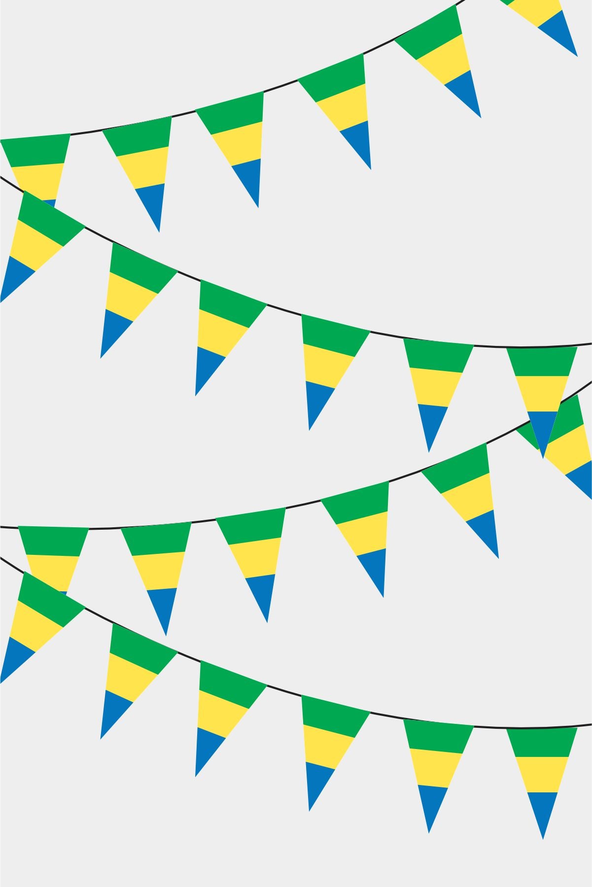 Gabon Triangular Flag Bunting - 50 Meters Premium Pennant Flags for Party Decoration | Professional Quality Raschel Fabric