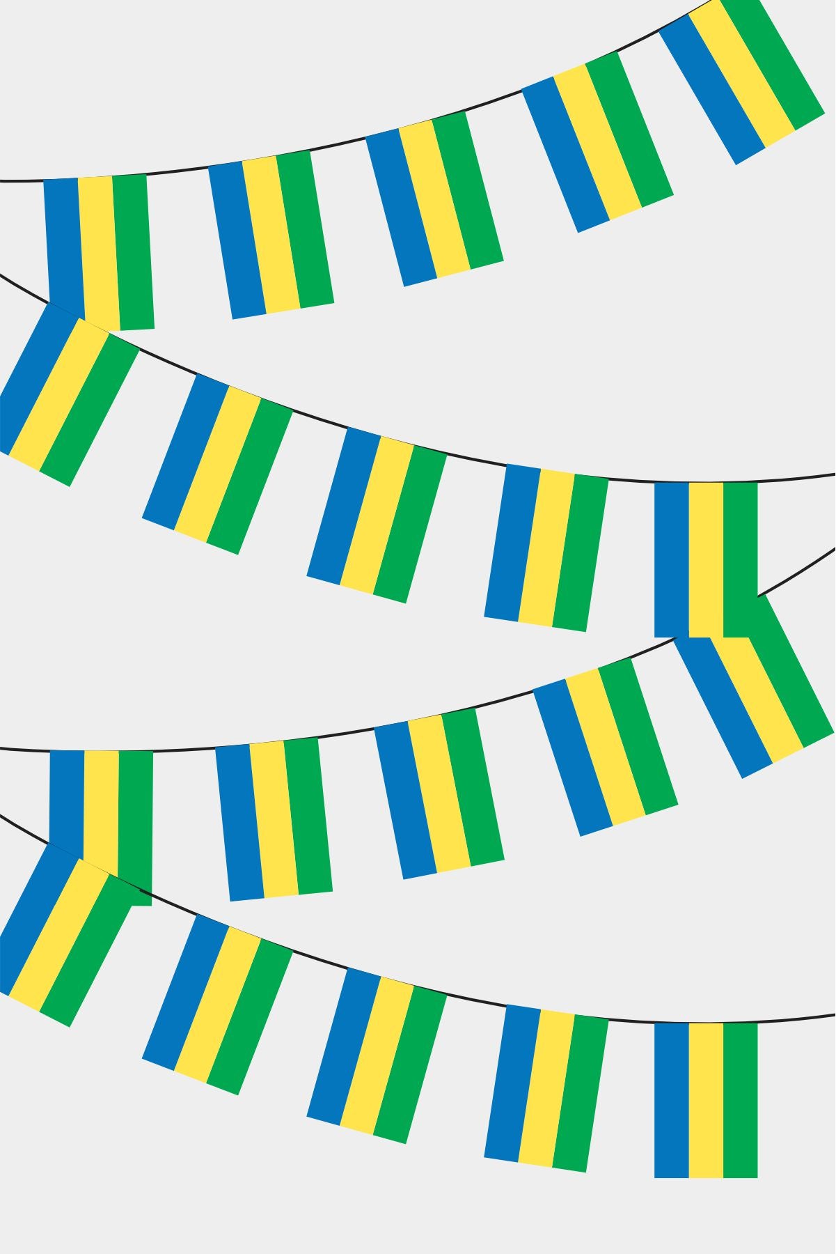 Gabon Rectangular Flag Bunting - 50 Meters Premium String Flags for Party Decoration | Professional Quality Raschel Fabric