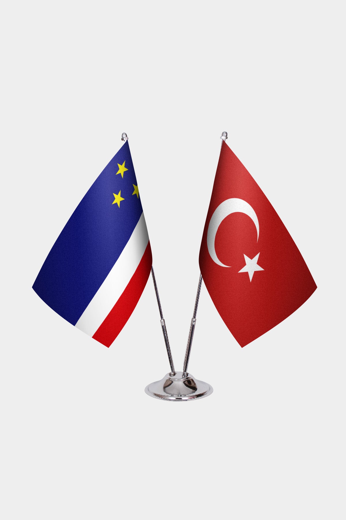 Gagauzia & Turkey Desk Flag Set — gold pole option