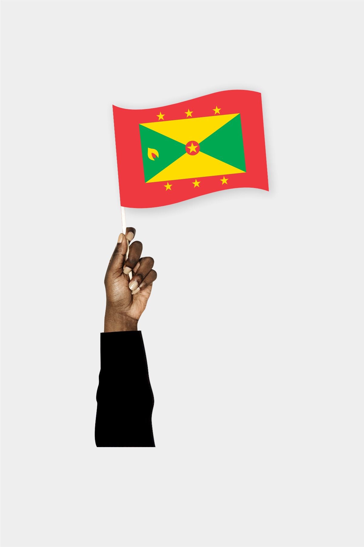 Grenada handheld flag on stick - durable polyester country flag for events and parades
