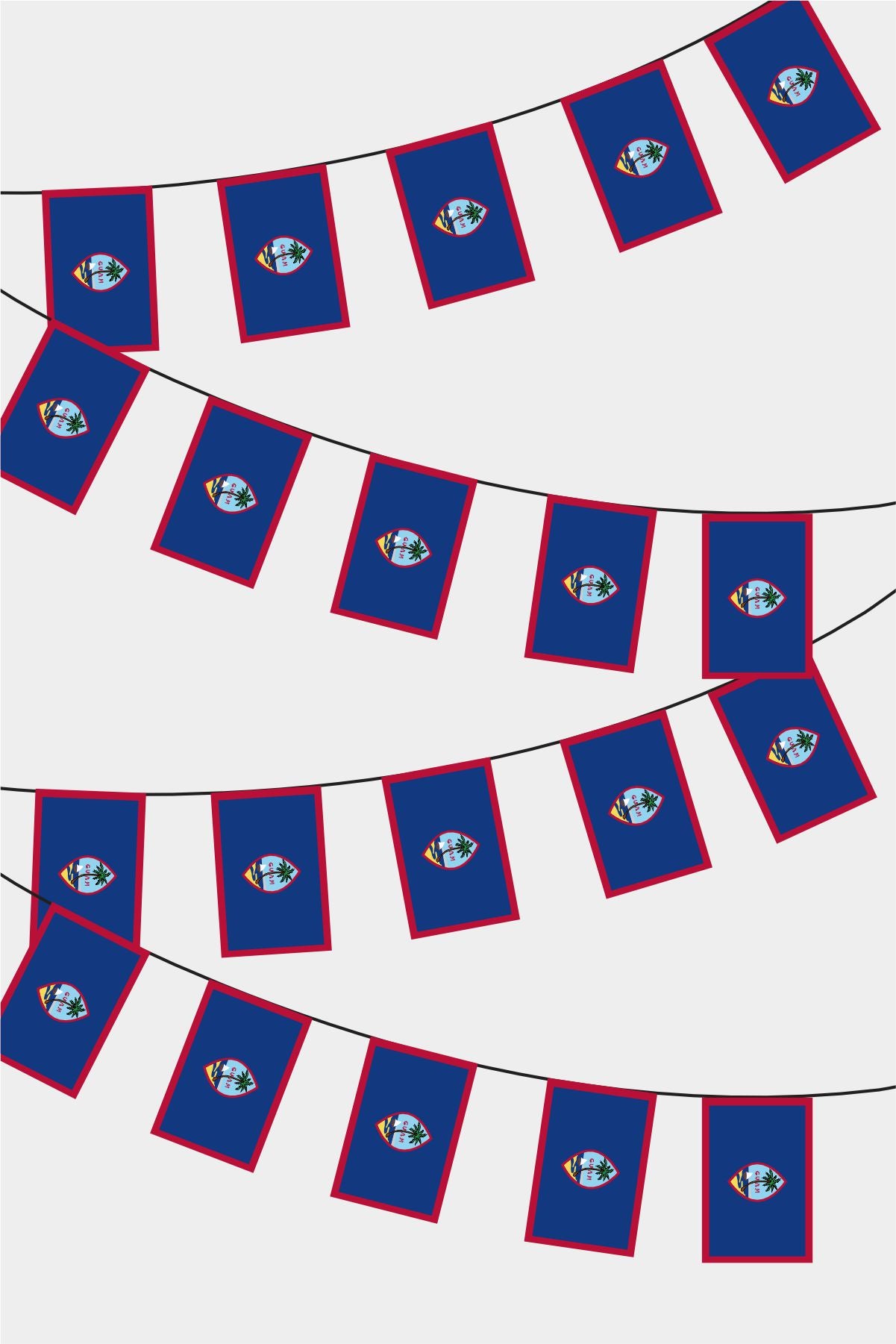 Guam Rectangular Flag Bunting - 50 Meters Premium String Flags for Party Decoration | Professional Quality Raschel Fabric