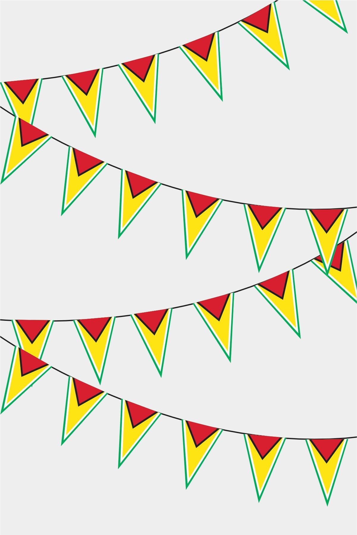 Guyana Triangular Flag Bunting - 50 Meters Premium Pennant Flags for Party Decoration | Professional Quality Raschel Fabric
