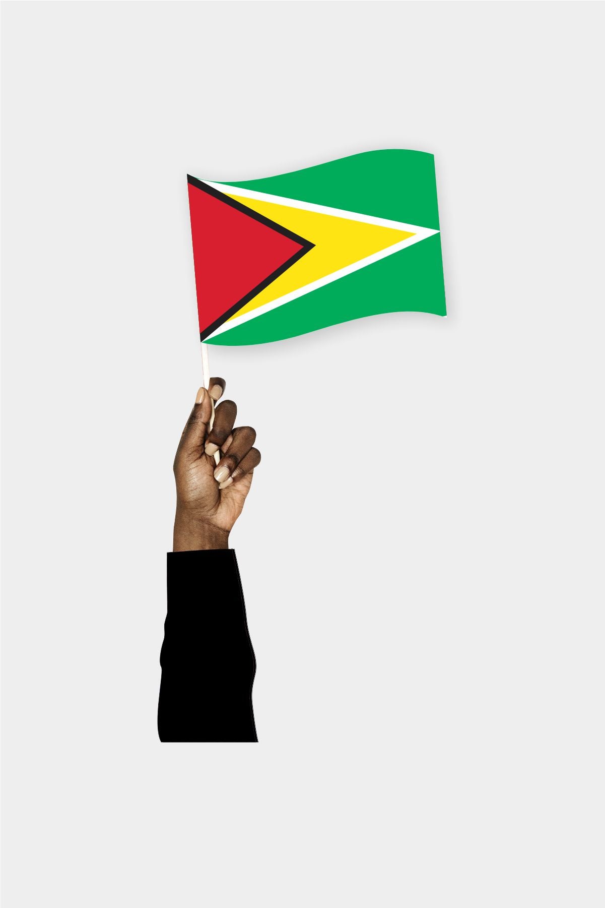 Guyana handheld flag on stick - durable polyester country flag for events and parades