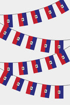 Haiti Rectangular Flag Bunting - 50 Meters Premium String Flags for Party Decoration | Professional Quality Raschel Fabric