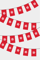 Hong Kong Rectangular Flag Bunting - 50 Meters Premium String Flags for Party Decoration | Professional Quality Raschel Fabric
