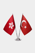Ensemble de Drapeaux de Bureau Hong Kong & Turquie — option mât doré