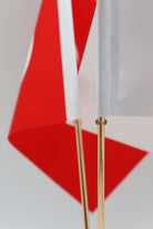 Logo Printed Double Desk Flag with gold poles, 15 × 22.5 cm flags on a weighted base (2)