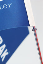 Logo Printed Double Desk Flag with chrome poles, 15 × 22.5 cm flags on a weighted base (2)