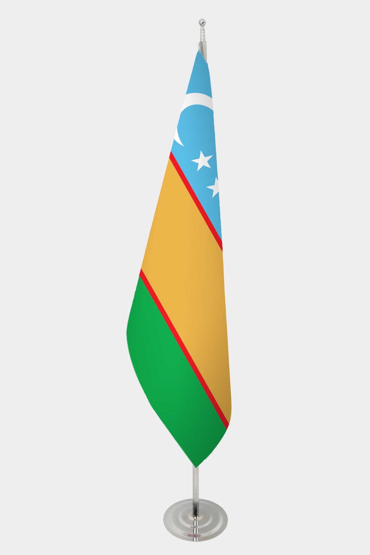 Drapeau officiel d'intérieur du Karakalpakstan — mât chromé