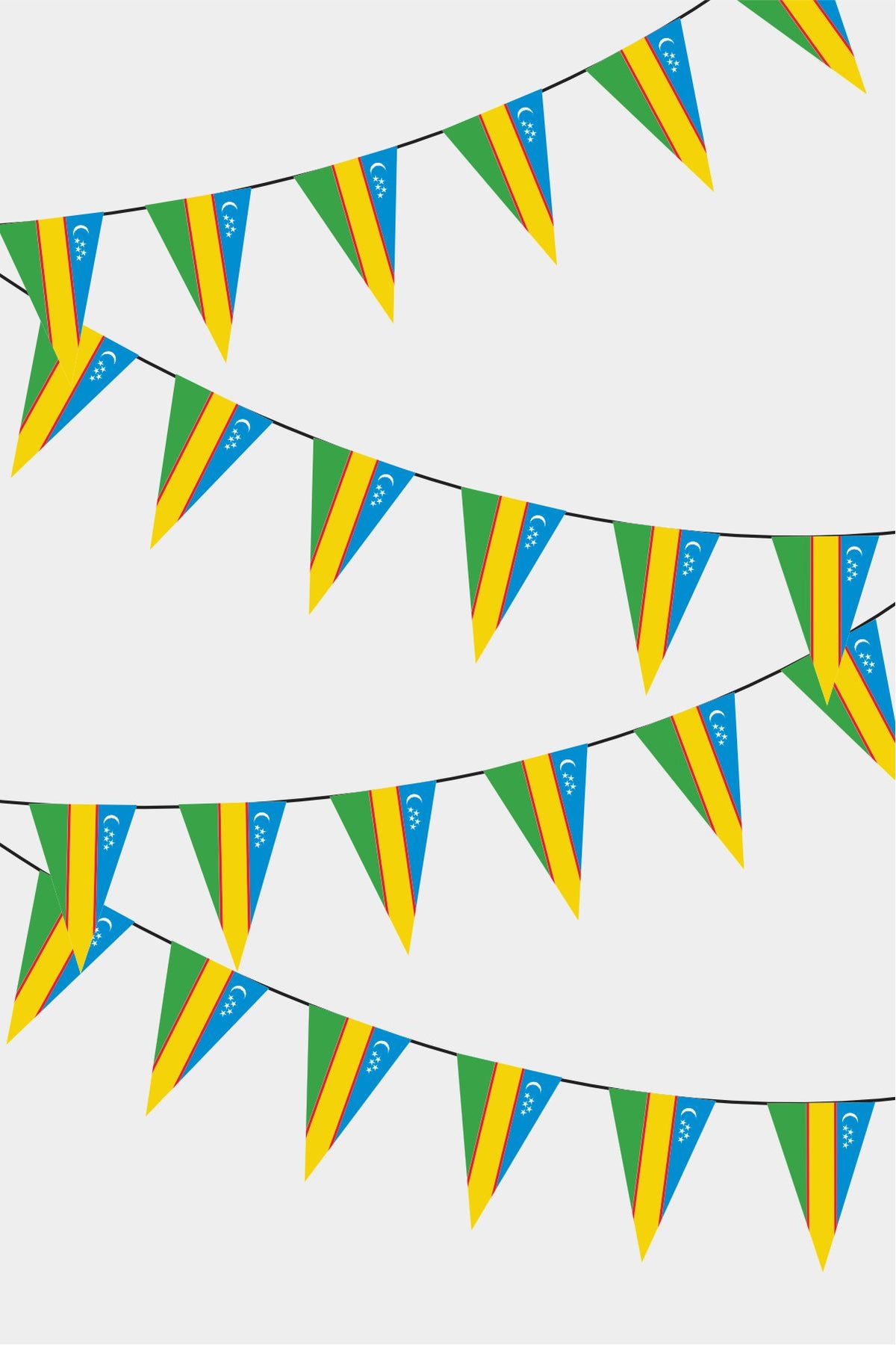 Guirlande de drapeaux triangulaires du Karakalpakstan 50 m