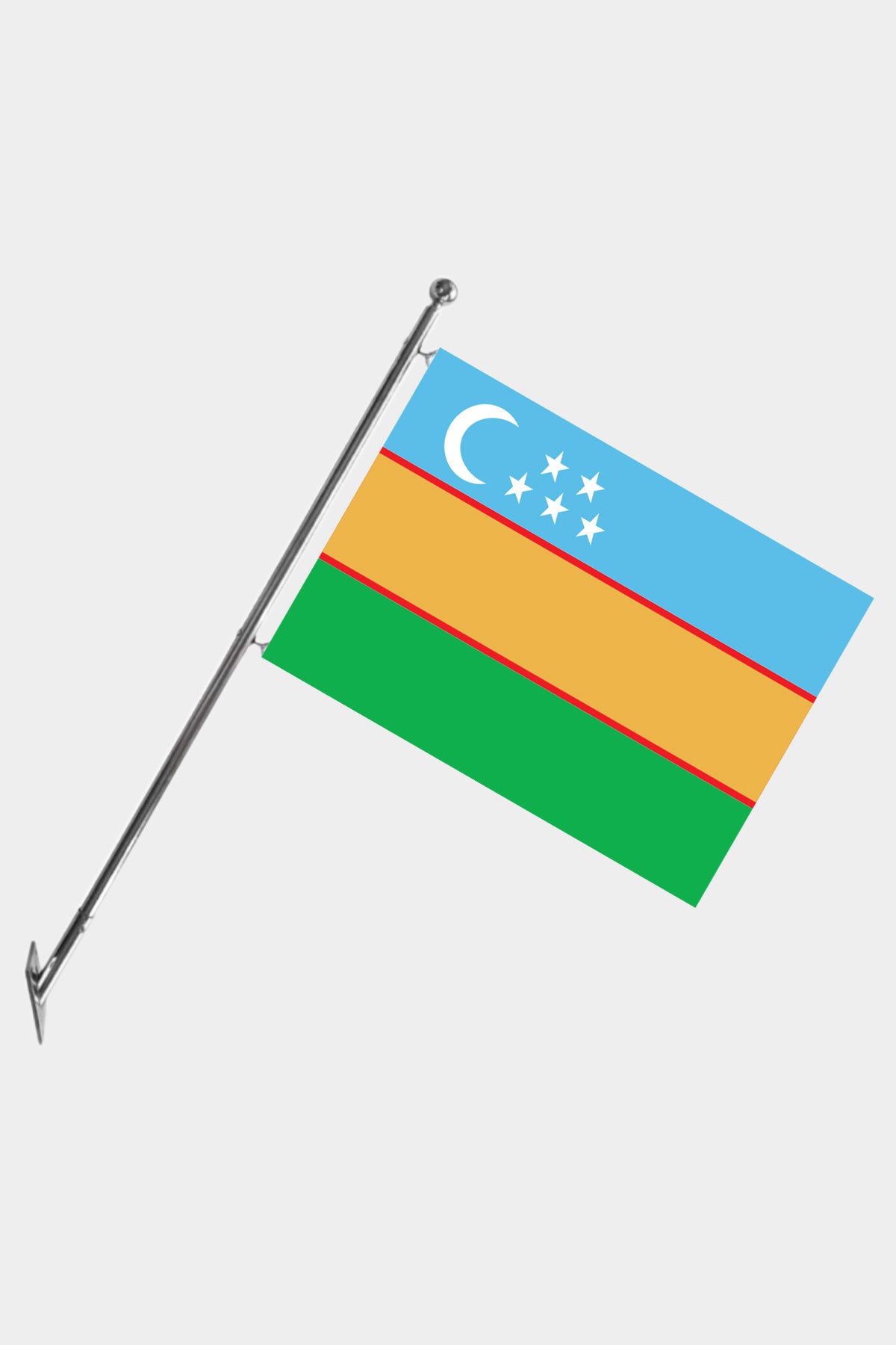 Kit drapeau Karakalpakstan et mât télescopique mural — polyester tricoté