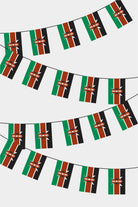 Kenya Rectangular Flag Bunting - 50 Meters Premium String Flags for Party Decoration | Professional Quality Raschel Fabric