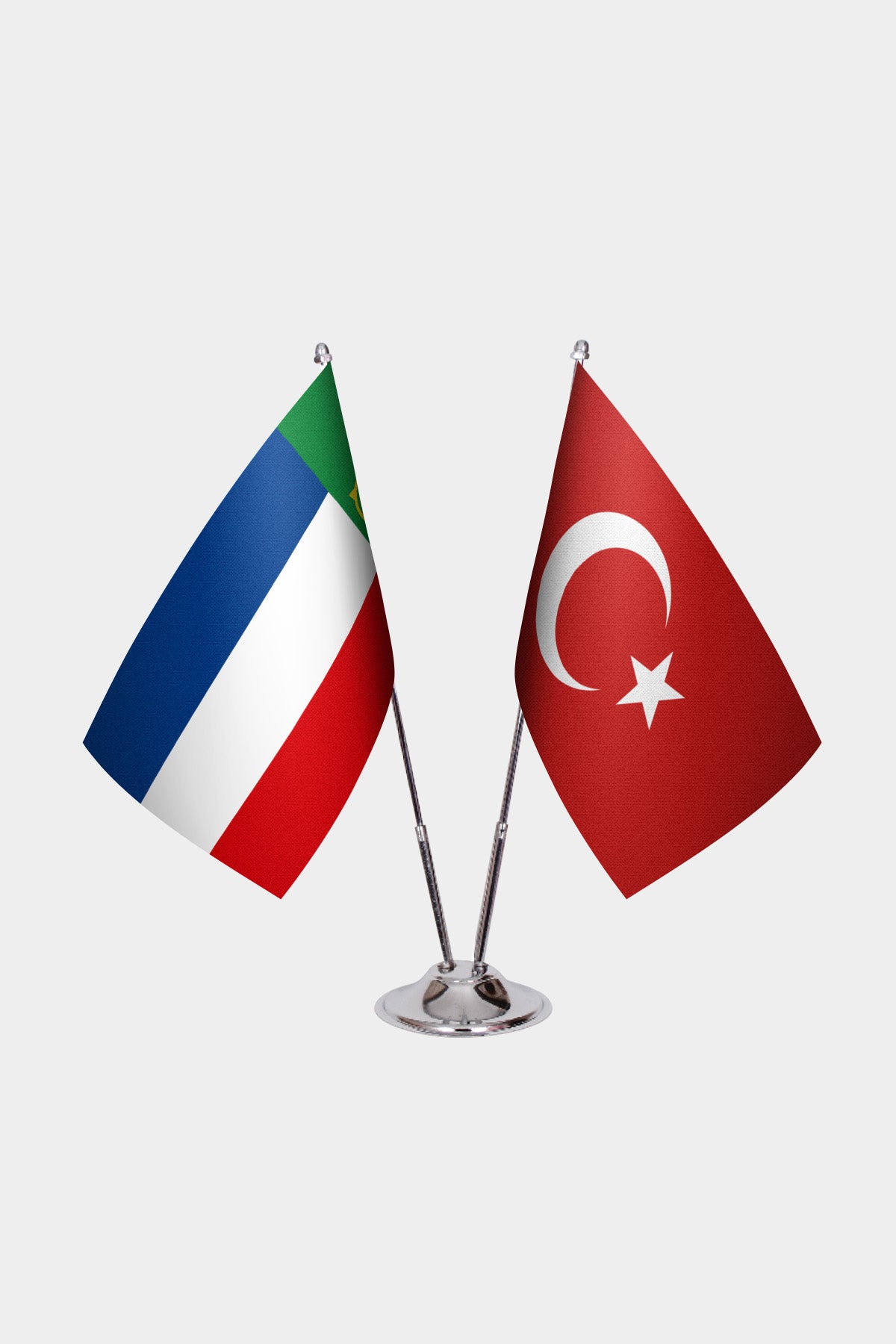 Ensemble de Drapeaux de Bureau Khakassie & Turquie — option mât doré